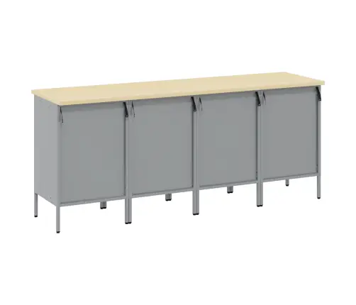 Darba Skapis Ar Slēdzeni 4 Pcs Melns Un Pelēks 200 X 55 X 85 Cm Vidaxl