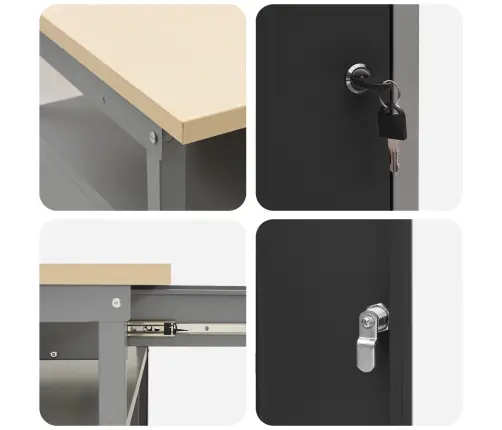 Darbagalda Komplekts Ar Atvilktni 2 Pcs Melna 200 X 55 X 85 Cm Vidaxl