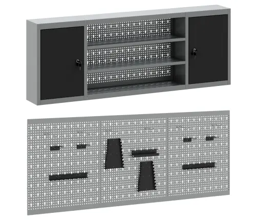 Įrankių Spinta Ir Pegboard Rinkinys Su Lentyna 6 Pcs Juoda