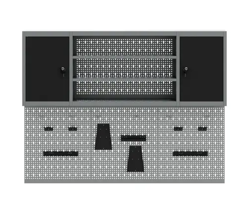 Įrankių Spinta Ir Pegboard Rinkinys Su Lentyna 6 Pcs Juoda