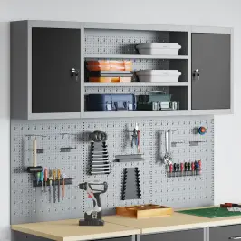 Įrankių Spinta Ir Pegboard Rinkinys Su Lentyna 6 Pcs Juoda
