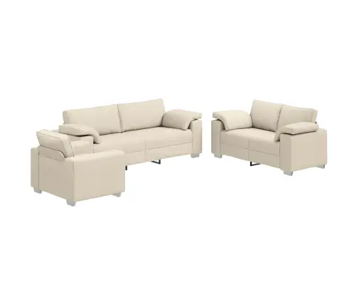 Sofa 3 Pcs Smėlio Linas