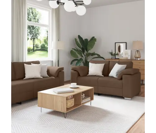 Dīvānu Komplekts 3 Pcs Brūna 219 X 77 X 82 Cm Audums Vidaxl
