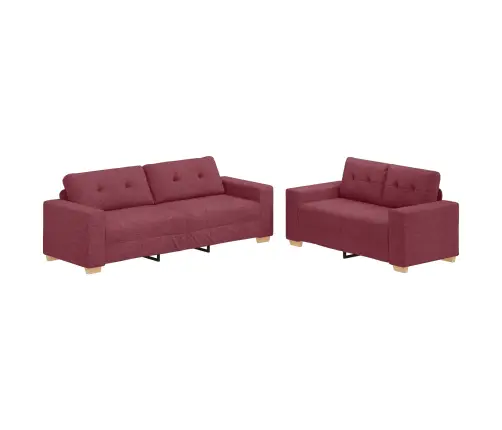 2 Daļu Dīvānu Komplekts Ar Spilveniem Vīna Sarkans Audums Vidaxl