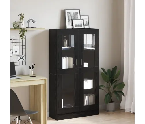 Grāmatu Skapjis Melnā Ozola Krāsā 82,5X30,5X150 Cm Inženierijas Koks Vidaxl