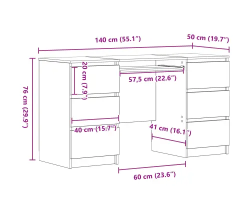 Galdi 2 Gabali Melna Ozola 140X50X76 Cm Inženierijas Koks Vidaxl