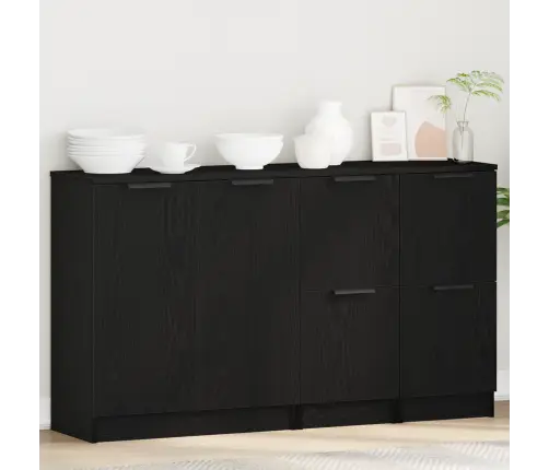 Sideboards 3 Gabali Melna Ozola Inženierijas Koks Vidaxl