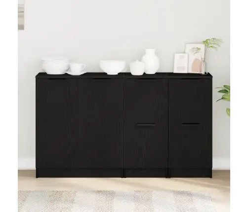 Sideboards 3 Gabali Melna Ozola Inženierijas Koks Vidaxl
