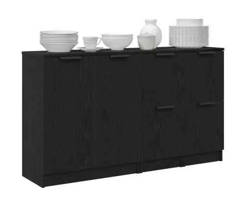 Sideboards 3 Gabali Melna Ozola Inženierijas Koks Vidaxl