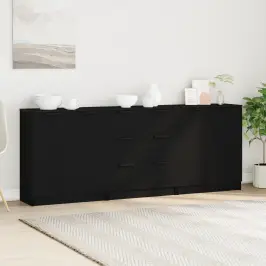 Puse 3 Pcs Melns Ozolkoks 180 X 30 X 70 Cm Inženierijas Koks Vidaxl