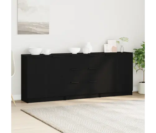 3 Daļu Sānu Skapīši Melnā Ozola Inženierijas Kokā Vidaxl