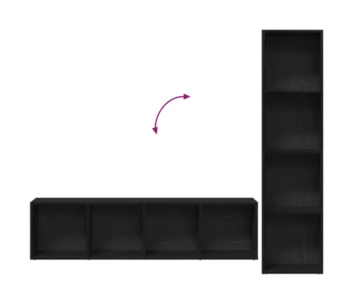 Grāmatu Plaukti 3 Gabali Melna Ozola 36X30X143 Cm Inženierijas Koks Vidaxl