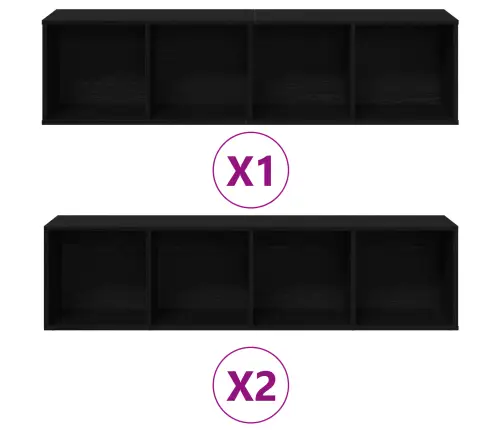 Grāmatu Plaukti 3 Gabali Melna Ozola 36X30X143 Cm Inženierijas Koks Vidaxl