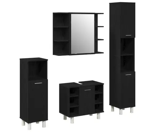 4 Gabalu Vannasistabas Mēbeļu Komplekts Melnā Ozola Inženierijas Koks Vidaxl