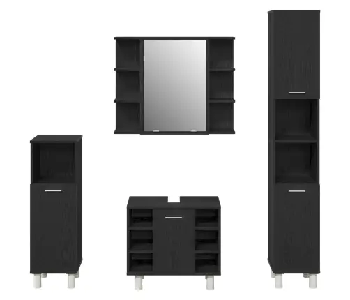 4 Gabalu Vannasistabas Mēbeļu Komplekts Melnā Ozola Inženierijas Koks Vidaxl