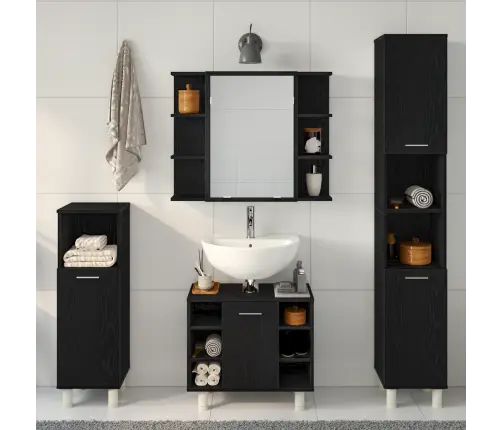 4 Gabalu Vannasistabas Mēbeļu Komplekts Melnā Ozola Inženierijas Koks Vidaxl