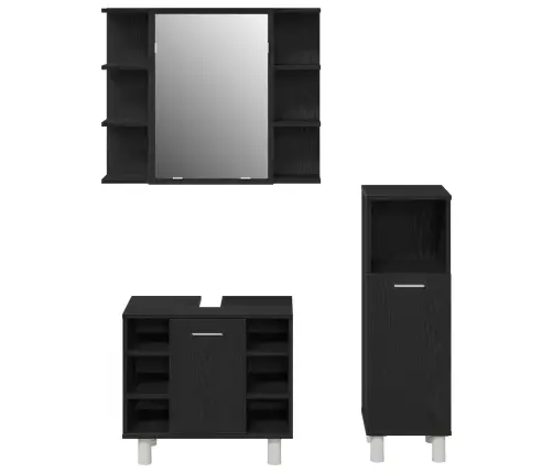 3 Daļu Vannas Istabas Mēbeļu Komplekts Melnā Ozola Inženierijas Koks Vidaxl
