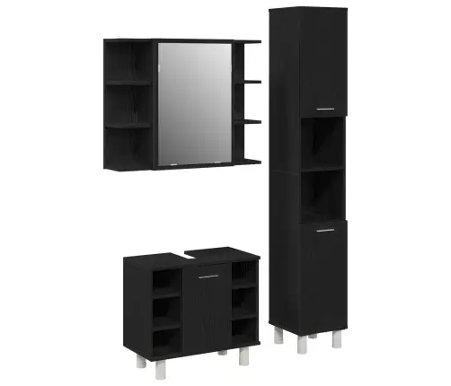 3 Daļu Vannasistabas Mēbeļu Komplekts Melnā Ozolā Inženierijas Koks Vidaxl