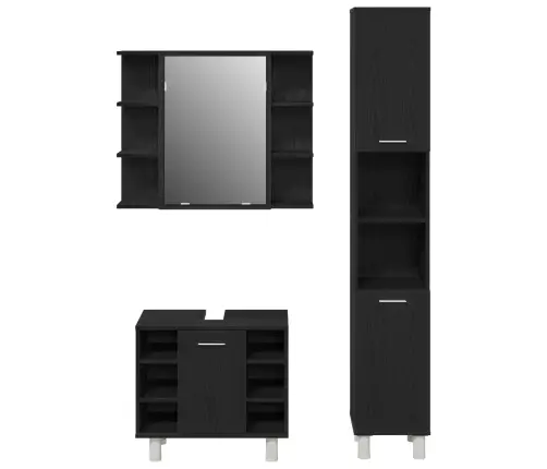 3 Daļu Vannasistabas Mēbeļu Komplekts Melnā Ozolā Inženierijas Koks Vidaxl
