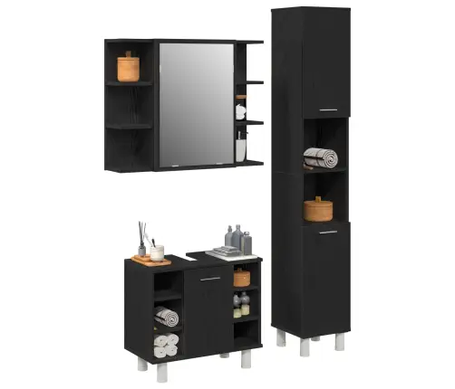 3 Daļu Vannasistabas Mēbeļu Komplekts Melnā Ozolā Inženierijas Koks Vidaxl