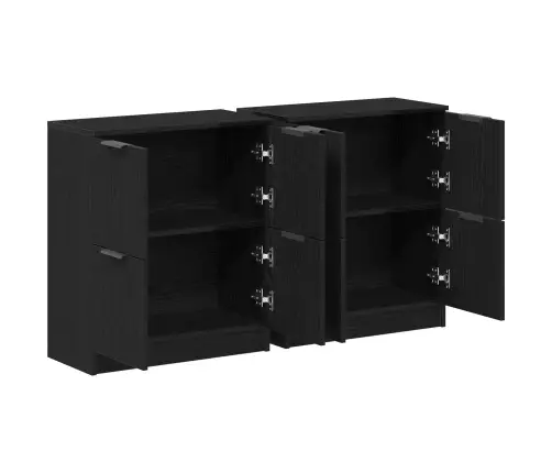 Sānu Skapji 2Gab Melna Ozolkoka 60X30X70 Cm Inženierijas Koks Vidaxl