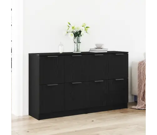 Sānu Skapji 2Gab Melna Ozolkoka 60X30X70 Cm Inženierijas Koks Vidaxl