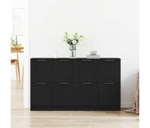 Sānu Skapji 2Gab Melna Ozolkoka 60X30X70 Cm Inženierijas Koks Vidaxl