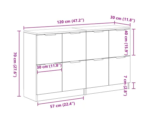 Sānu Skapji 2Gab Melna Ozolkoka 60X30X70 Cm Inženierijas Koks Vidaxl