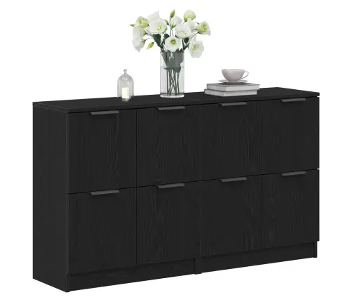 Sānu Skapji 2Gab Melna Ozolkoka 60X30X70 Cm Inženierijas Koks Vidaxl