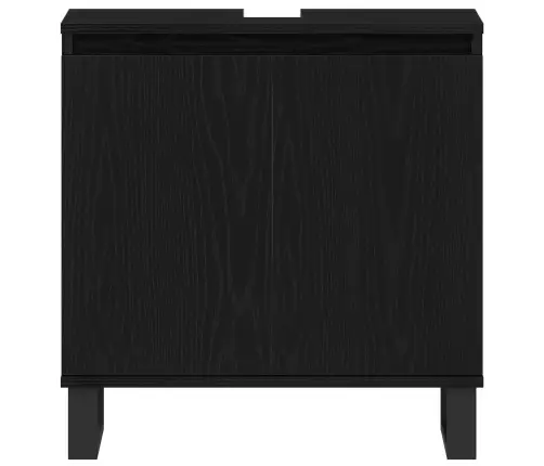 3 Daļu Vannasistabas Mēbeļu Komplekts Melnā Ozolkoka Inženierijas Koka Vidaxl