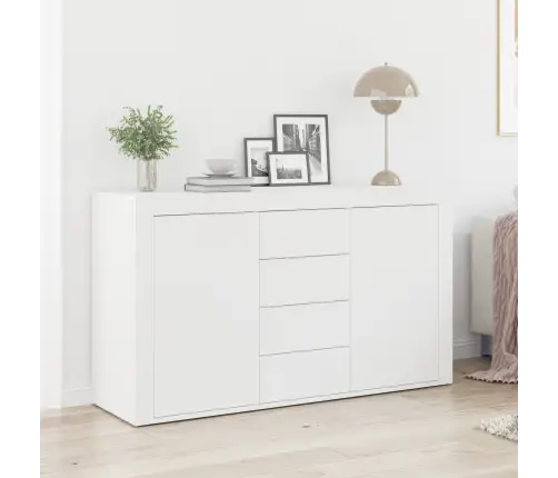 Puse Ar Atvilktni Balts 120 X 36 X 69 Cm Inženierijas Koks Vidaxl