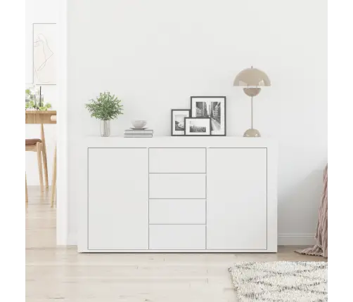 Puse Ar Atvilktni Balts 120 X 36 X 69 Cm Inženierijas Koks Vidaxl