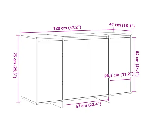 Baltais Kreikons Balts Inženierijas Koks 120 X 41 X 75 Cm Vidaxl