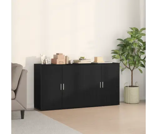 Sideboards 2 Gabali Melns Ozols 79X38X80 Cm Inženierijas Koks Vidaxl