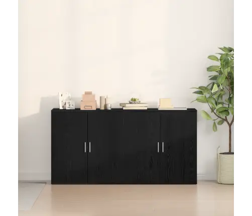 Sideboards 2 Gabali Melns Ozols 79X38X80 Cm Inženierijas Koks Vidaxl