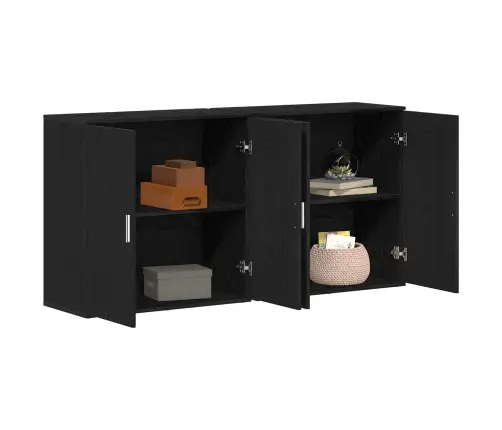 Sideboards 2 Gabali Melns Ozols 79X38X80 Cm Inženierijas Koks Vidaxl