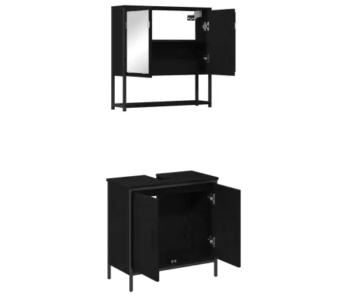 2 Daļu Vannasistabas Mēbeļu Komplekts Melnā Ozola Inženierijas Kokā Vidaxl