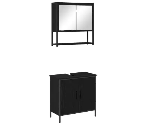 2 Daļu Vannasistabas Mēbeļu Komplekts Melnā Ozola Inženierijas Kokā Vidaxl