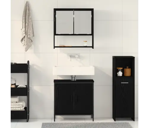 2 Daļu Vannasistabas Mēbeļu Komplekts Melnā Ozola Inženierijas Kokā Vidaxl