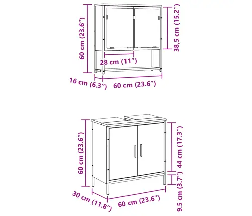 2 Daļu Vannasistabas Mēbeļu Komplekts Melnā Ozola Inženierijas Kokā Vidaxl