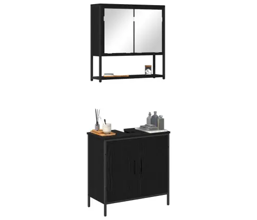 2 Daļu Vannasistabas Mēbeļu Komplekts Melnā Ozola Inženierijas Kokā Vidaxl