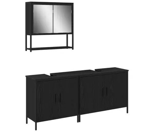 3 Daļu Vannasistabas Mēbeļu Komplekts Melnā Ozola Inženierijas Kokā Vidaxl