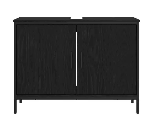 3 Daļu Vannasistabas Mēbeļu Komplekts Melnā Ozola Inženierijas Kokā Vidaxl