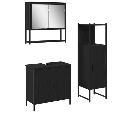 3 Daļu Vannasistabas Mēbeļu Komplekts Melnā Ozola Inženierijas Koks Vidaxl