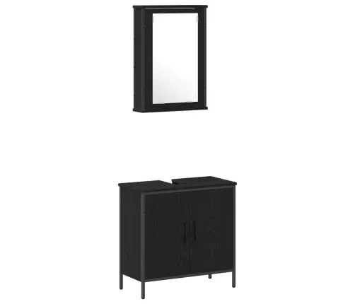 3 Gabalu Vannas Istabas Mēbeļu Komplekts Melnā Ozola Inženierijas Koks Vidaxl