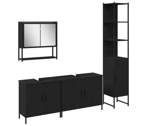 4 Gab. Vannas Istabas Mēbeļu Komplekts Melnā Ozolā Un Inženierijas Kokā Vidaxl