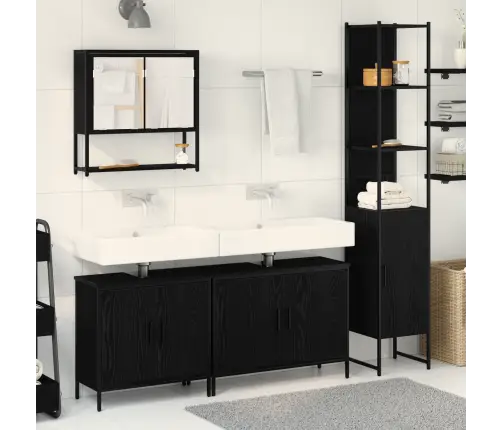 4 Gab. Vannas Istabas Mēbeļu Komplekts Melnā Ozolā Un Inženierijas Kokā Vidaxl