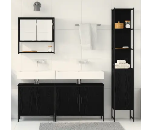 4 Gab. Vannas Istabas Mēbeļu Komplekts Melnā Ozolā Un Inženierijas Kokā Vidaxl