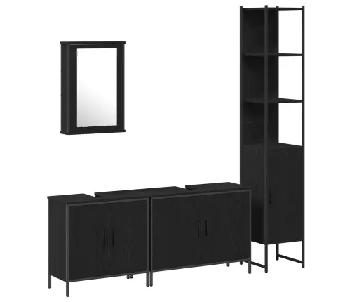 4 Gabalu Vannas Istabas Mēbeļu Komplekts Melnā Ozola Inženierijas Kokā Vidaxl