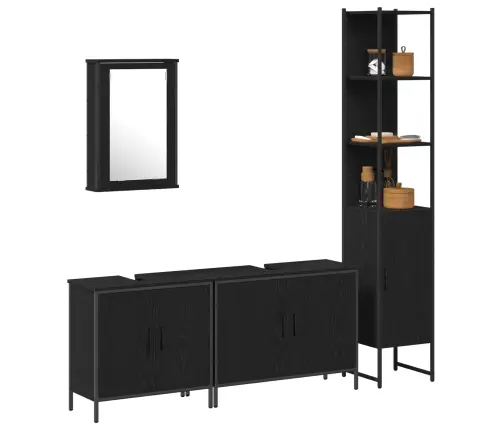 4 Gabalu Vannas Istabas Mēbeļu Komplekts Melnā Ozola Inženierijas Kokā Vidaxl